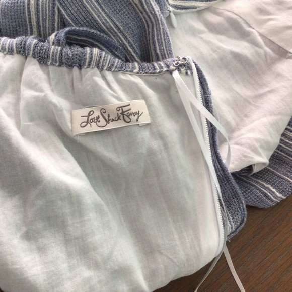 LoveShackFancy Pamela Dress Asymmetrical One Shoulder Blue Medium - Picture 11 of 13